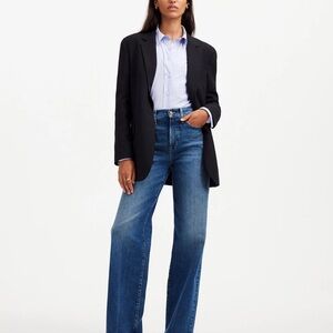 Madewell Perfect Vintage Wide Leg Jeans High Waist Fit Lavaca wash